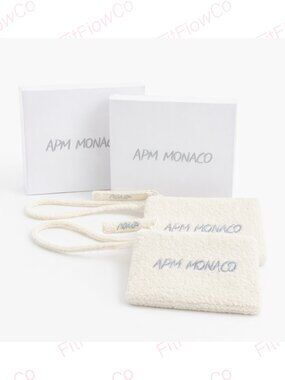 APM Monaco 2x Jewelry Pouch Wristlets Cream Bouclé 5x7 With Box No Jewelry
